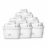 Philips Water Cartucce filtranti sostitutive, 6 unità, compatibili con Brita, riducono MICROPLASTICA, CLORO, LIMESCALLO, METALLI PESANTI