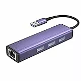 Adattatore da USB 3.0 a Ethernet, hub multiporta USB IVSHOWCO 4 in 1 con rete RJ45 1 Gigabit, 3 porte USB 3.0, hub USB 3.0 compatibile con MacBook Air 2017 Mac ChromeBook Surface Acer Lenovo Dell