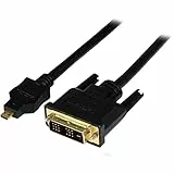 StarTech.com Cavo Micro HDMI a DVI da 1m - Cavo adattatore da Micro HDMI a DVI - Cavo Convertitore Micro HDMI Type-D a monitor/display/proiettore video DVI-D Single Link - Durevole - M/M (HDDDVIMM1M)