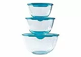 Pyrex® - Prep & Store - Set di 3 ciotole in vetro resistenti con coperchio (0,5L - 1L - 2L) - Senza BPA