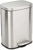 Amazon Basics - Pattumiera rettangolare con chiusura silenziosa, 12 L/3.1 galloni, Argento/Noir