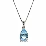 Never Say Never - Bellissima collana in oro bianco 18 k con topazio blu da 3,65 ct, di colore e lucentezza straordinari, con catena veneziana da 45 cm, Oro, Topacio azul