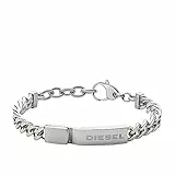 Diesel Bracciale Da Uomo, 18 Cm - 19,5 Cm Bracciale In Acciaio Inossidabile Argentato, DX0966040
