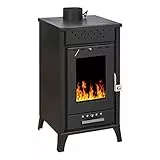Stufa a legna/Termocamino in Acciaio e Ghisa Potenza nominale 15 kW - Dimensioni esterne 91 x 48,5 x 45,5 cm - Peso 91 kg - Mod. Kolumbo (Cod. 5830)