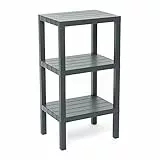 TATAY Mensola Rettangolare Lombok, 3 Altezze, Polipropilene, Senza BPA , Finitura Effetto Legno, Tamponi Antiscivolo, Max 10 kg per Ripiano, Facile Assemblaggio, 38x29x73.5 cm, Grigio