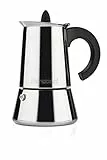 Barazzoni La Caffettiera Inox 2 Tazze. Prodotto certificato dall'Accademia Italiana Maestri del Caffè. Adatta all'induzione.