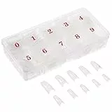 500pcs Unghie Finte Adesive in Acrilico Ricostruzione Unghie trasparenti Artificiale Falsi Unghie da Donna per Saloni di Manicure Unghie in 10 taglie con Scatola Arte Nail Tips