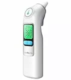 Owlhealth Termometro Auricolare, Termometro per la Febbre dell'Orecchio Professionale Approvato CE per Neonati Adulti, Termometro a Infrarossi con Coprisonda Usa e Getta, Allarme Febbre a 3 Colori