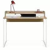 TemaHome Rise scrivania, Legno impiallacciato, Rovere Chiaro e Bianco, L100xP55xA85 cm