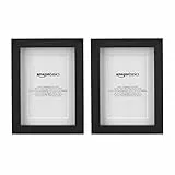Amazon Basics Rettangolare, Cornice fotografica con passe-partout 13 x 18 cm, 10 x 15 cm con passe-partout, confezione da 2, Nero