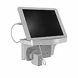 D-Line - Mensola organizer per cavi, supporto per iPad, supporto per tablet, supporto a parete Echo Dot, sezione di gestione cavi integrata, colore: Bianco