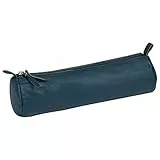 Clairefontaine 8333C - astuccio per la scuola rotondo verde pino Ø5,5x22 cm in vero cuoio d'agnello I Articoli per la scuola I astuccio per matite colorate I astuccio per matite I portapenne