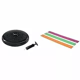 Amazon Basics - balance disc, cuscino per migliorare la stabilità, nero & Fascia elastica di resistenza in TPE, 1500 mm, set da 3 pezzi