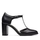 Clarks Freva85 Bar, Pump Donna, Pelle Nera, 39 EU