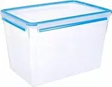 Emsa 508549 Contenitore per alimenti rettangolare con coperchio, 10,6 litri, trasparente / blu, Clip & Chiudi