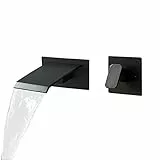BAITUJIE Miscelatore Per Vasca Da Bagno a Parete Nero, Miscelatore Per Lavabo Con Bocca Larga 10 cm