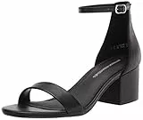 Amazon Essentials Sandali con Tacco e Due Cinturini Donna, Nero Finta Pelle, 43 EU Larga