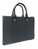 Laura Biagiotti Borsa Donna 2 Manici Corti, Tracolla Regolabile Removibile, Shopping Tessuto con Sritta Ricamata ART: LB22W-117-1 LINEA BASKING Colore Nero