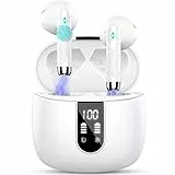 Cuffie Bluetooth, Auricolari Bluetooth 5.3 Cuffie Wireless in-ear con 4 Mic, 2023 Cuffie Senza Fili ENC Cancellazione Rumore, Mini Cuffiette Bluetooth IP7 Impermeabile HiFi Stereo/LED/USB-C Bianco