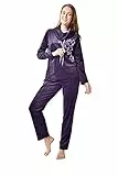 RAIKOU Donna Tuta in Velluto Tuta di Ciniglia Tuta da casa Tuta Tempo Libero,Velluto Tuta da Ginnastica,Tute Donna per Jogging Training Sportiva Casual Pigiama(48-50,Viola Scuro)