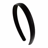 Cerchietto per capelli in raso - cerchiello capelli rigido e flessibile, sottile con larghezza 2 cm - (Nero)