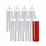 MATANA - 8 Flacone Dosatore per Salse con Tappo - Bottiglia Squeeze, Riutilizzabili, Resistente e Senza BPA - 680ml