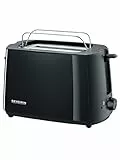 SEVERIN Tostapane automatico da 700 W, tostapane compatto per un massimo di 2 fette, tostapane elettrico con regolazione del livello di doratura e supporto per riscaldare pasticcini, nero, AT 2287