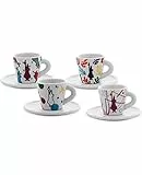 Bialetti Set 4 Tazzine Con Piattino Espresso Arte