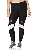 AURIQUE Leggings da Corsa 7/8 Donna, Nero/Bianco, XL