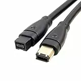 Chenyang CY Cavo FireWire da 800 a 400,9 Pin maschio a 6 Pin femmina IEEE 1394B 9 - pin / 6 - Pin Beta Firewire 800 - Firewire 400 9-6 Cable IEEE 1394b 1.8m Black
