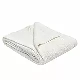 Sleepdown Boucle - Copriletto in ciniglia, morbido e soffice, in pile, 130 x 150 cm, colore: Panna