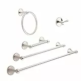 Amazon Basics - AB-BR846-SN, set di accessori da bagno, 5 pezzi, nichel satinato