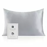 RUIPTSKE Natural Silk Federa, ipoallergenico, 22momme, 100% Seta, 600 Filati, con a Scomparsa Cerniera (gray, 50x75cm)