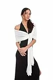 Elegante stola in doppio georgette con effetto coprente, Bellissima stola da festa per donna, elegante scialle donna cerimonia e evento formale, stola Panna donna