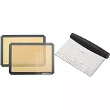 Amazon Basics Tappetini da forno in silicone, Set da 2 pezzi & Raschietto/Tagliaimpasto multiuso, in acciaio inox