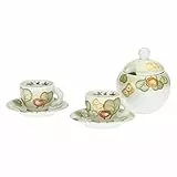 THUN - Set di 2 Tazzine da caffè con Zuccheriera - Linea Claire - Cucina, Tazzine e Tazze - Porcellana - Tazzina Ø 6,5 cm e 5,5 cm h, 110 ml, Piattino Ø 11,5 cm