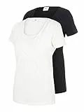 Mamalicious Mllea Organic Tess S/s Top Nf 2pack Noos Camicia di maternità, Nero (Black Pack:Snow White), 34 (Taglia Produttore: X-Small) (Pacco da 2) Donna