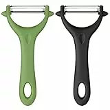 AUAUY 2pz Pelapatate Universale, Pela Verdure, Sbucciatore Manuale, Pelapatate Girevole, Lame Affilate in Acciaio Inossidabile, Sbucciatore Impugnatura Ergonomica per Frutta e Verdura（Nero, Verde）