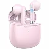 Cuffie Bluetooth 5.3, Auricolari Bluetooth Senza Fili con Stereo HiFi, Microfono, Super Leggero, In Ear Cuffiette Wireless Sport IP7 Impermeabili, 40 Ore di Riproduzione, Rosa