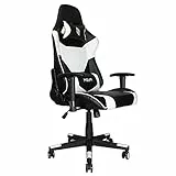 Noua Bir Sedia Gaming PC da Gioco Computer Ufficio Scrivania Poltrona Girevole con Rotelle, Braccioli 3D, Schienale e Altezza Regolabile, Poggiatesta e Supporto Lombare, Portata 150 Kg, Bianco