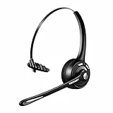 TeckNet Auricolare Bluetooth, cuffie wireless ad orecchio con microfono a cancellazione di rumore per camionisti, auricolare senza fili a mano libera per cellulare, PC, casa, ufficio, call center