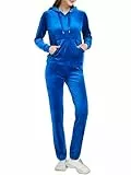 Woolicity Tuta Sportiva Donna Invernale Tuta da Ginnastica Donna con Cappuccio Abbigliamento Sportivo da Donna Felpa da Sport XL Blu scuro