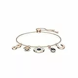 Swarovski Symbolic Bracciale a Catena Morbida, Placcato in Tonalità Oro Rosa Lucido con Ciondoli a Simbolo Portafortuna, Taglia M, Blu