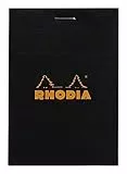 Rhodia 112009C Blocco punto metallico N ° 11 nero, A7 (7,4x10,5 cm), 80 fogli a strappo, quadratini 5x5, carta bianca Clairefontaine 80 g/m²