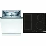 Bosch Elettrodomestici SMV4EVX14E Incasso Serie Quattro Lavastoviglie, Colore Base (Argento), 60 Cm & PWP61RBB5E Serie 4, Piano cottura a induzione, 60 cm, nero, senza profili