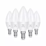 Vicloon Lampadine LED Candela, 5Pcs E14 LED C37 Lampadine a Candela, 5.5W Equivalenti a 40W, 6500K Bianco Freddo, 550lm, CRI minore di 80, Non Dimmerabile [Classe di efficienza energetica A+]