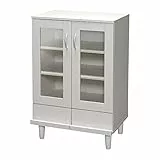 Iris Ohyama, Armadio in vetro/credenza con cassetti e ripiani/armadio in legno/armadio con ante, Altezza ripiano regolabile 3,2 cm, Ufficio, Casa - Cabinet - KPB-9360 - Quercia Bianco