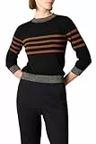 Goldenpoint Donna Maglia Girocollo a Righe Manica Lunga, Colore Nero, Taglia S