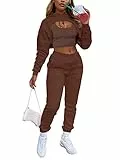 tinetill Completo fitness da donna Completo da 3 pezzi Completo da jogging Completo da yoga sportivo Completo da tempo libero Abbigliamento sportivo Felpa con cappuccio con tasche Tuta sportiva