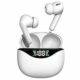 DFLIVE Cuffie senza fili in Ear con microfono, cuffie Bluetooth sportive, IPX7, impermeabile, touch control, suono stereo HiFi, ricarica rapida USB-C 35H, colore bianco